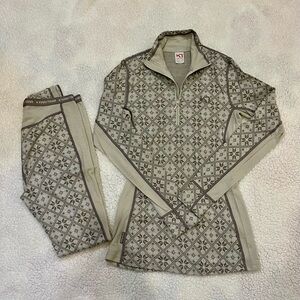 Kari Traa Beige and Gray Patterned base layer Set